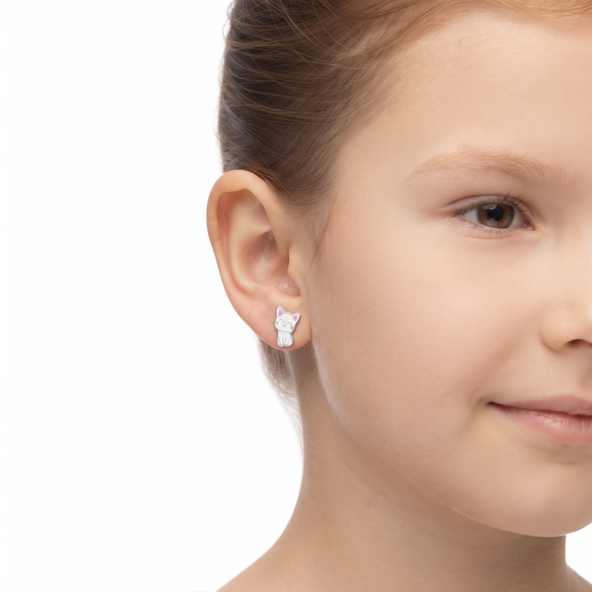 Cute cat screw back earrings for kids