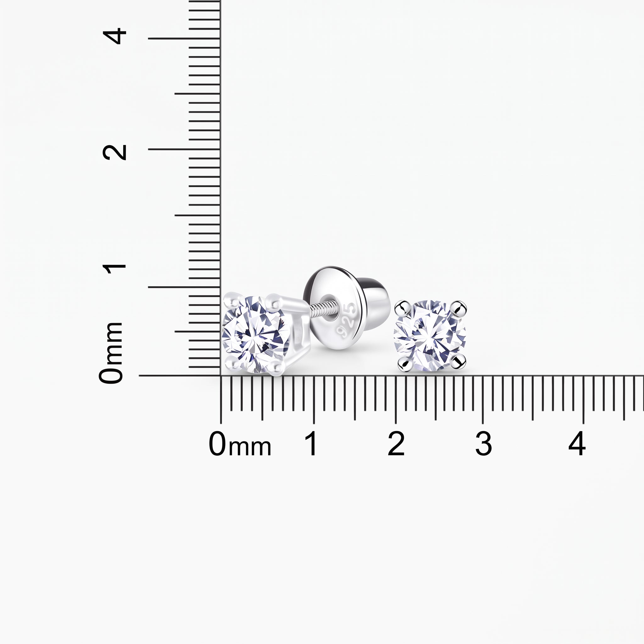 Small cubic zirconia screw back earrings for girls