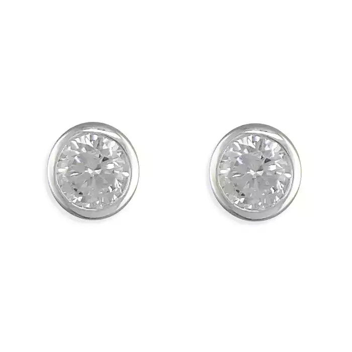 Sterling Silver April Birthstone Stud Earrings