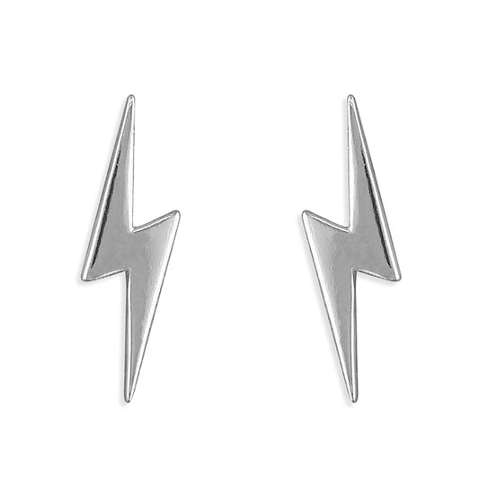 Sterling Silver Thunder Lightning Bolt Stud Earrings