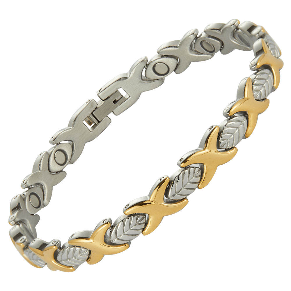 Ladies gold and silver stainless steel magnetic bracelet