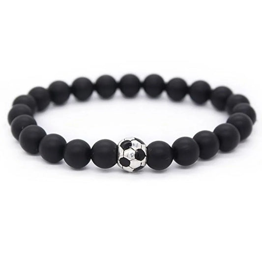 Children's Black Beaded Football Bracelet