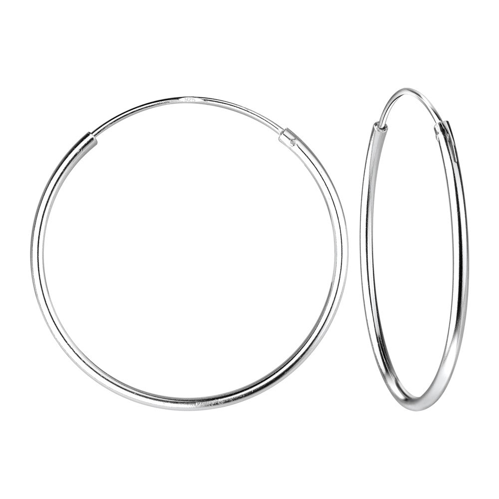 Sterling Silver 1.2mm Rhodium Plated Hoop Earrings - Choose your Size