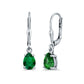 Sterling Silver Emerald Bridal Teardrop Leverback Earrings - Melchior Jewellery 
