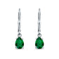 Sterling Silver Emerald Bridal Teardrop Leverback Earrings - Melchior Jewellery 