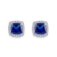 Sterling Silver Cushion Cut Blue Sapphire CZ Stud Earrings