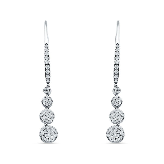 Sterling Silver Leverback Graduated Circles Cubic Zirconia Earrings