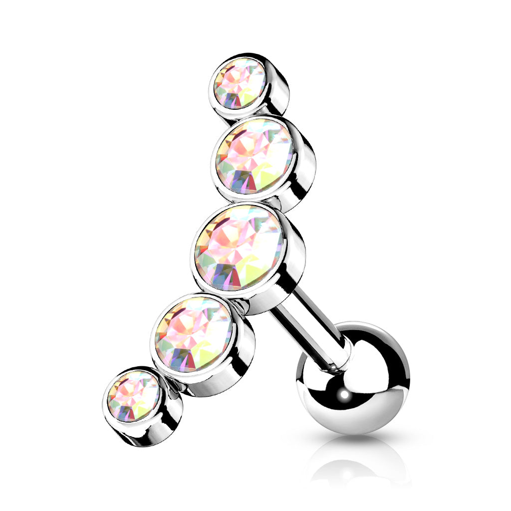 Surgical Steel Cartilage Stud With Gem Stones - Choose Your Colour