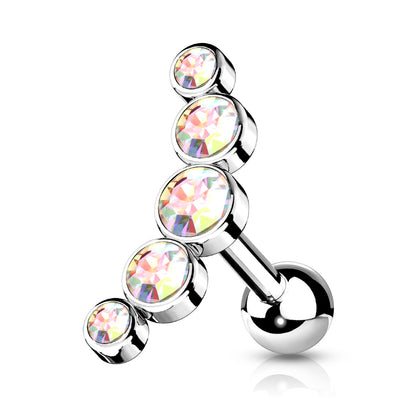 Surgical Steel Cartilage Stud With Gem Stones - Choose Your Colour
