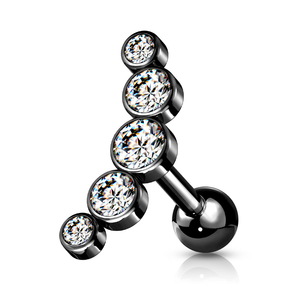 Surgical Steel Cartilage Stud With Gem Stones - Choose Your Colour