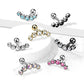 Surgical Steel Cartilage Stud With Gem Stones - Choose Your Colour