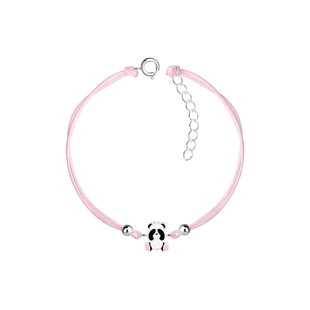 Children's Adjustable Sterling Silver Friendship Panda Bear Bracelet