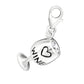 Sterling Silver White Wine CZ Clip On Charm