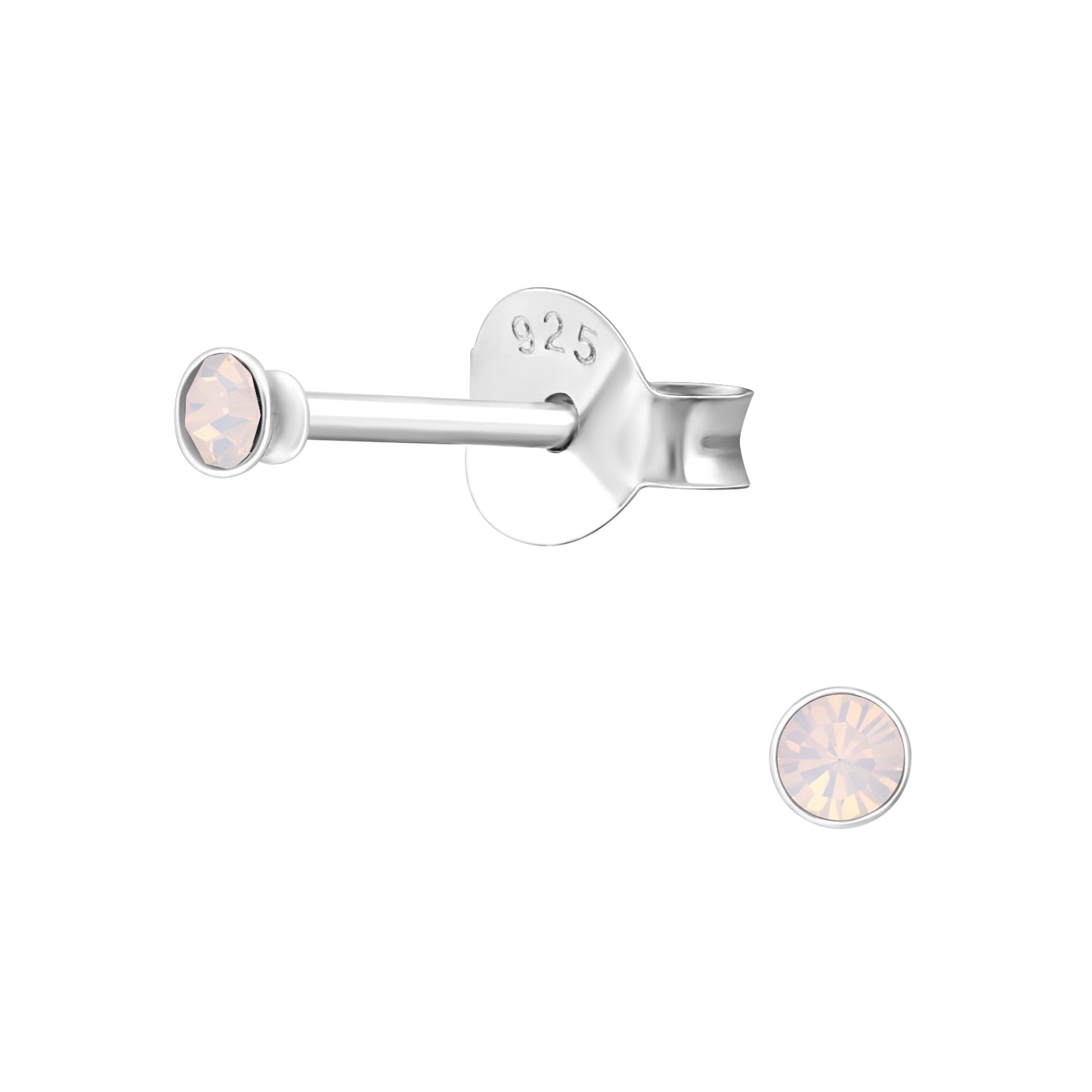 Sterling Silver 2mm Tiny Round Stud Earrings - Choose Your Colour