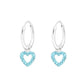 Children's Sterling Silver Aqua Open Heart Hoop Earrings