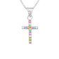 Girls Sterling Silver CZ Cross Pendant Childrens Necklace