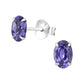 Sterling Silver Tanzanite CZ Oval Stud Earrings - Melchior Jewellery 
