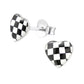 Childrens Sterling Silver Checkered Heart Stud Earrings