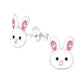 Children's Sterling Silver White Bunny Rabbit Face With Crystals Stud Earrings - Melchior Jewellery 
