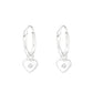 Children's Sterling Silver CZ Heart Charm Hoop Earrings