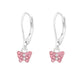 Children's Sterling Silver Pink Crystal Butterfly Leverback Earrings