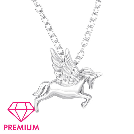 Children' Sterling Silver Plain Unicorn Necklace
