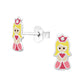 Children's Sterling Silver Colourful Princess Stud Earrings