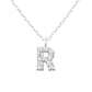 Childrens Sterling Silver CZ Letter R Initial Necklace