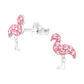 Childrens Sterling Silver Pink Crystal Flamingo Stud Earrings