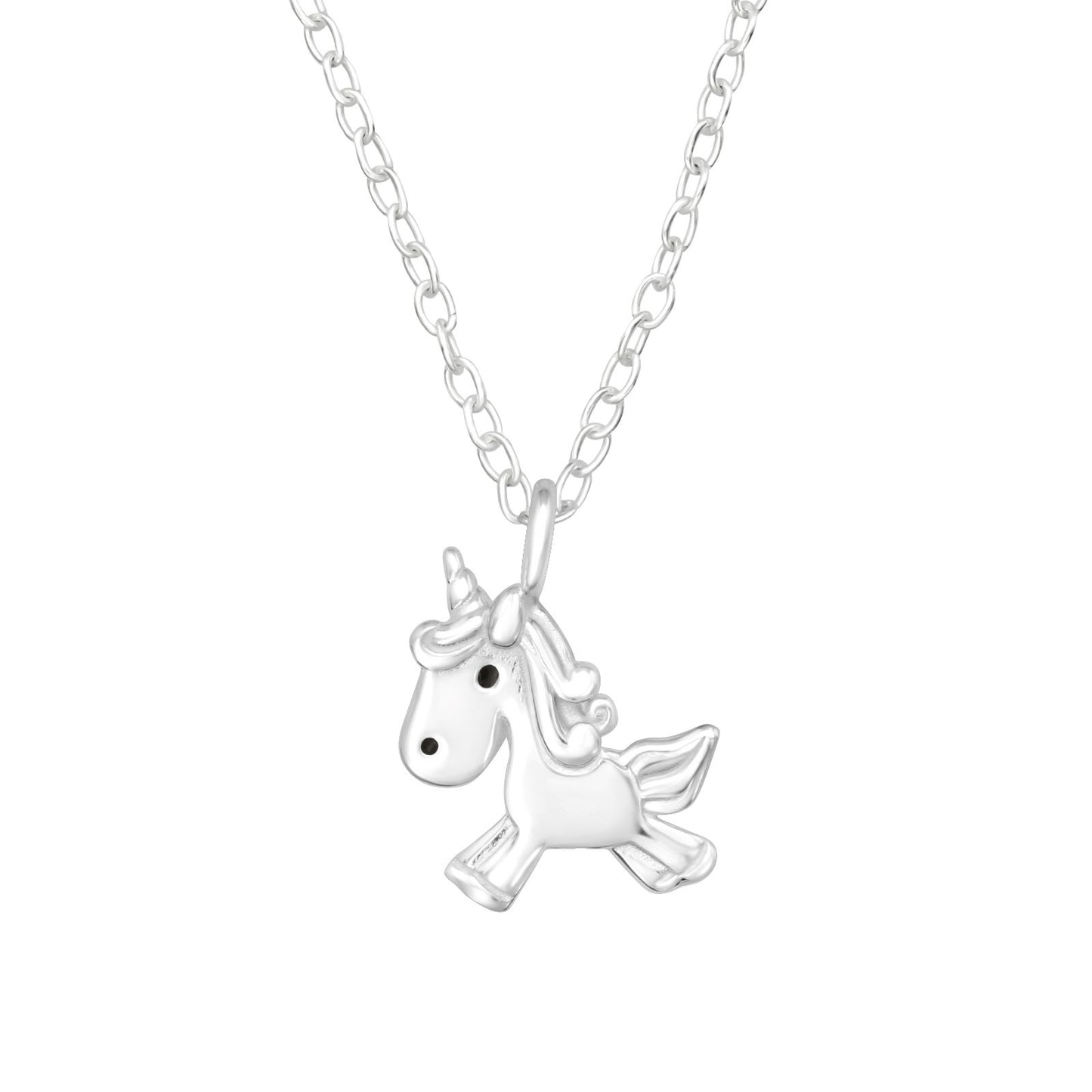 Children' Sterling Silver Plain Unicorn Necklace