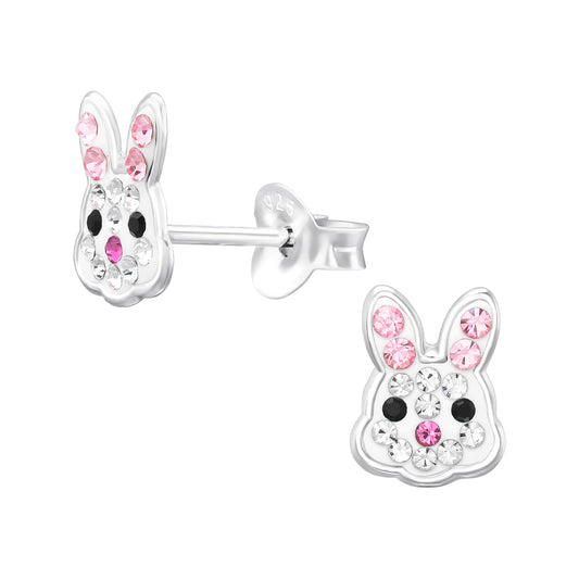 Sterling Silver Crystal Bunny Rabbit Girls Earrings