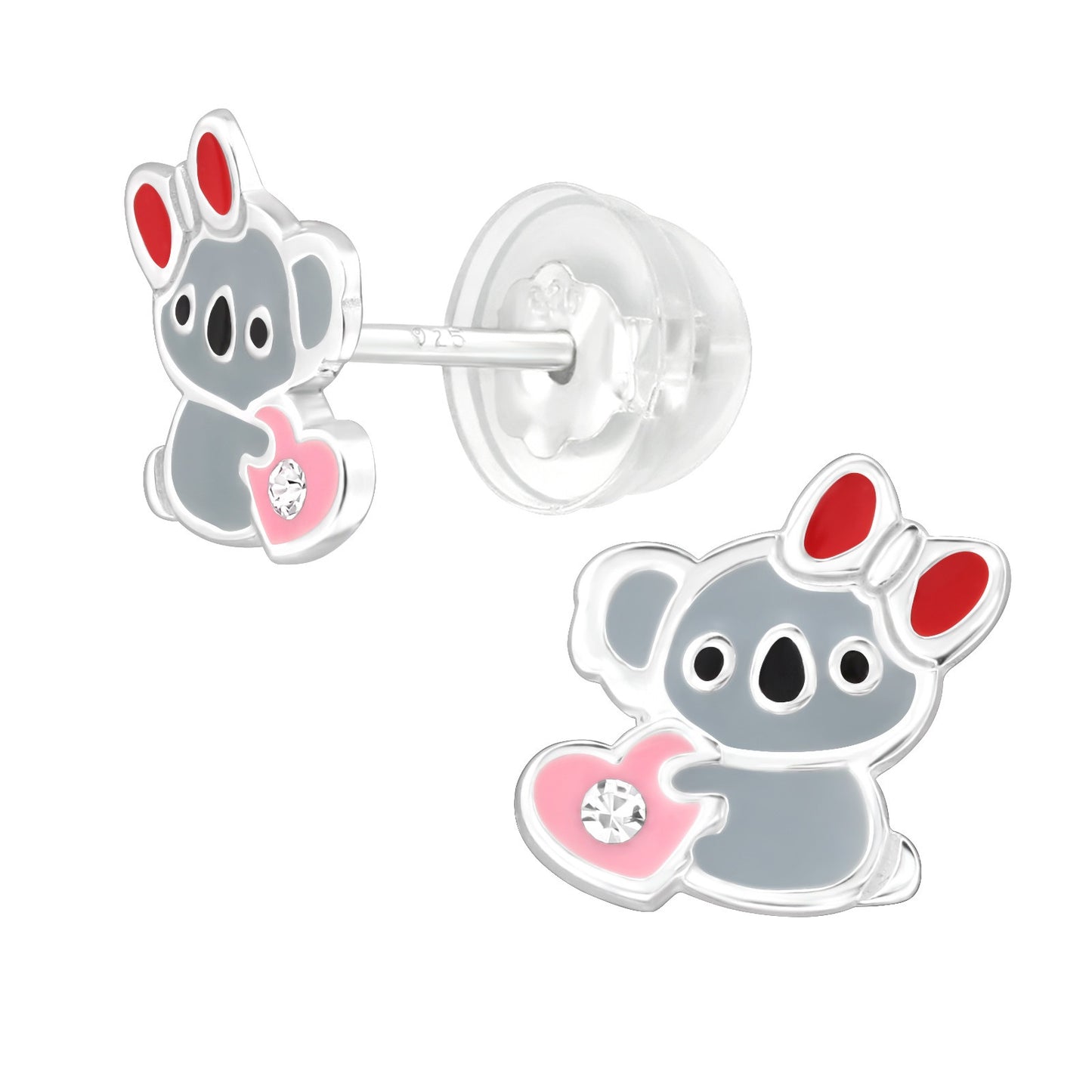 Childrens Sterling Silver Koala Bear Stud Earrings