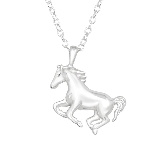 Sterling Silver Plain Horse Necklace