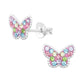 Children's Sterling Silver Crystal Butterfly Stud Earrings