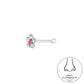 Sterling Silver CZ Pink Flower Straight Nose Stud