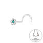 Sterling Silver Nose Screw with Aqua CZ Flower