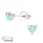 Children's Sterling Silver 4mm Aquamarine Heart Stud Earrings - Melchior Jewellery 