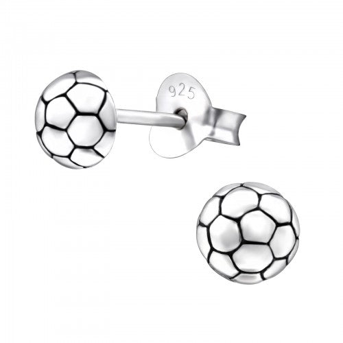 Sterling Silver Girls Small Football Stud Earrings