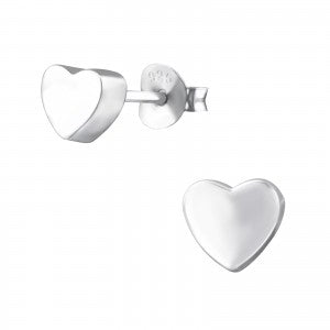 Sterling Silver Girls Heart Stud Earrings