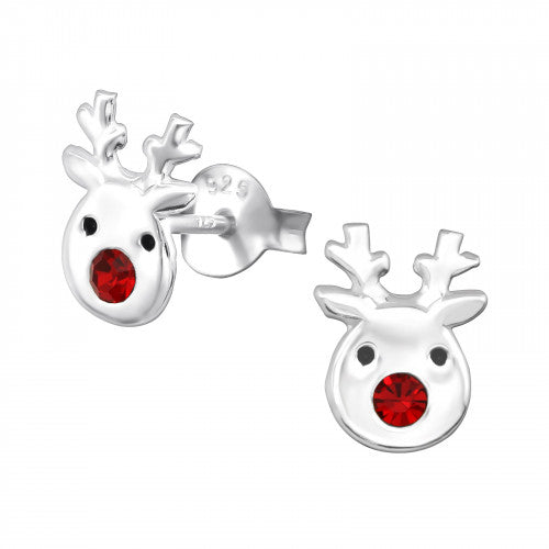 Sterling Silver Christmas Reindeer Stud Earrings