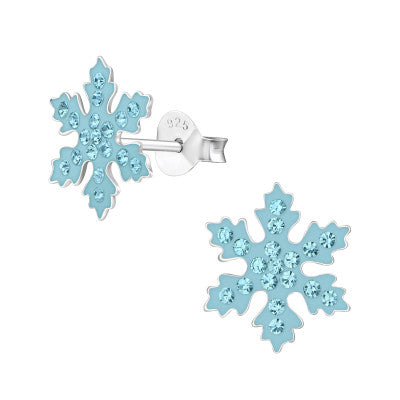 Sterling Silver CZ Snowflake Stud Earrings