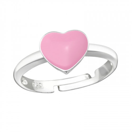 Children's Sterling Silver Adjustable Pink Heart Ring