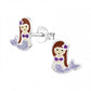 Children's Sterling Silver Purple Glitter Mermaid Stud Earrings