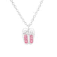 Children's Sterling Silver Pink Crystal Ballerina Shoes Necklace