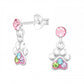 Sterling Silver Kids Girls colourful Paw Drop Earrings