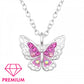 Girl's 925 Sterling Silver Pink CZ Butterfly Necklace