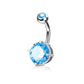 Belly Button Piercing With CZ Solitaire - Choose Your Colour