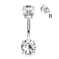 Belly Button Piercing Internally Threaded Top Double CZ Solitaire - Choose Your Colour - Melchior Jewellery 