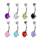 Belly Button Piercing With Prong CZ Solitaire - Choose Your Colour