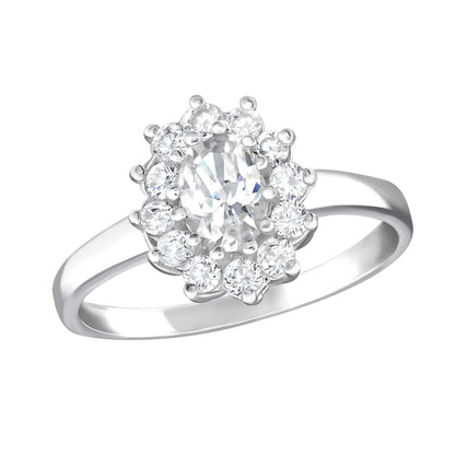 Sterling Silver CZ Cluster Ring